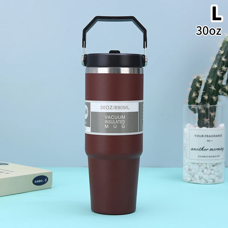 20/30oz Vacuum Insulated Tumbler Stainless Steel Coffee Cold Cup With Straw Insulated Water Bottle Thermal Water Tumbler Cup