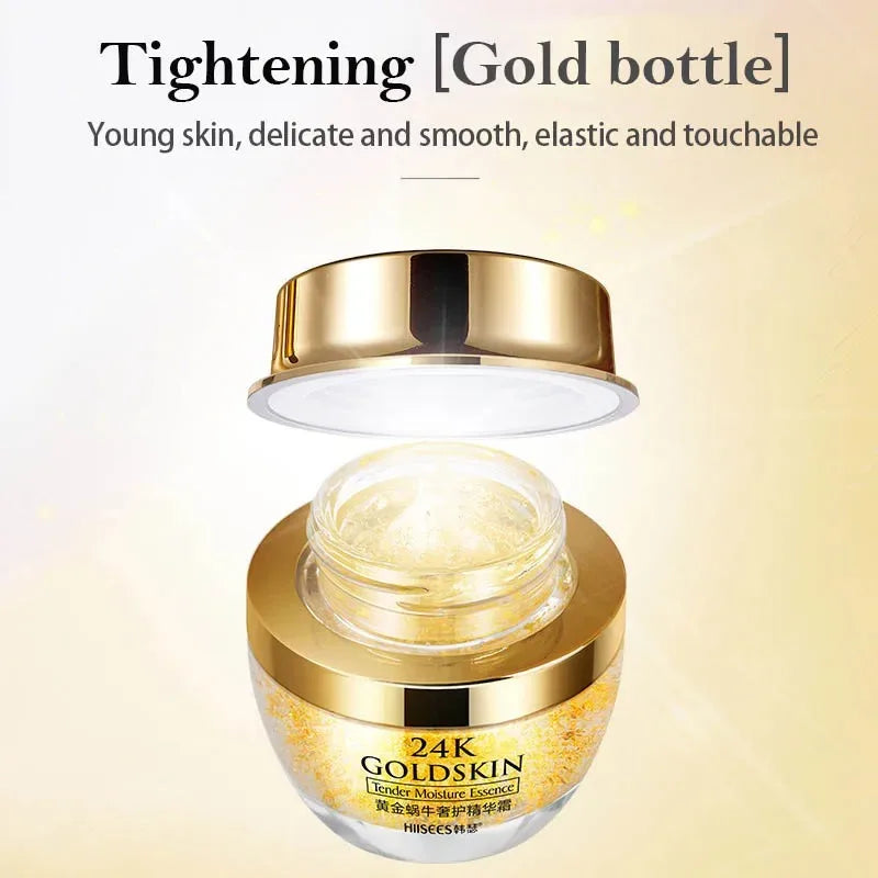 24K Golden Snail Collagen Cream Moisturizing and Skincare Essential Oil Control Facial Beauty Product 1 Piece Non Irritating