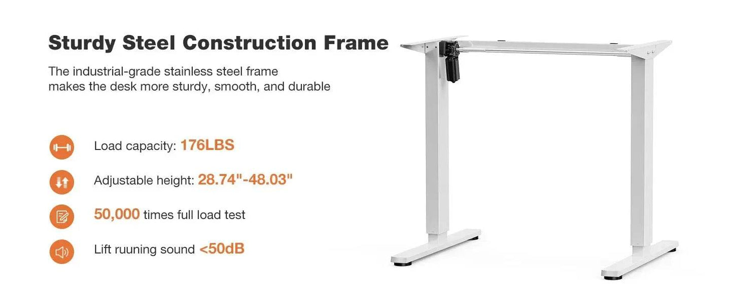 Electric Standing Desk - 40 x 24 inch Adjustable Height Sit to Stand Up Desk with Splice Board, Rising Home Office ComputerWhite - MarvelouStoree