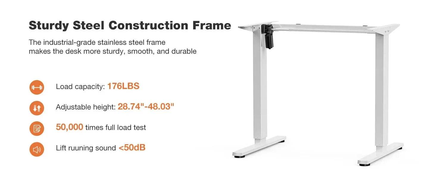 Electric Standing Desk - 40 x 24 inch Adjustable Height Sit to Stand Up Desk with Splice Board, Rising Home Office ComputerWhite - MarvelouStoree