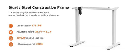 Electric Standing Desk - 40 x 24 inch Adjustable Height Sit to Stand Up Desk with Splice Board, Rising Home Office ComputerWhite - MarvelouStoree