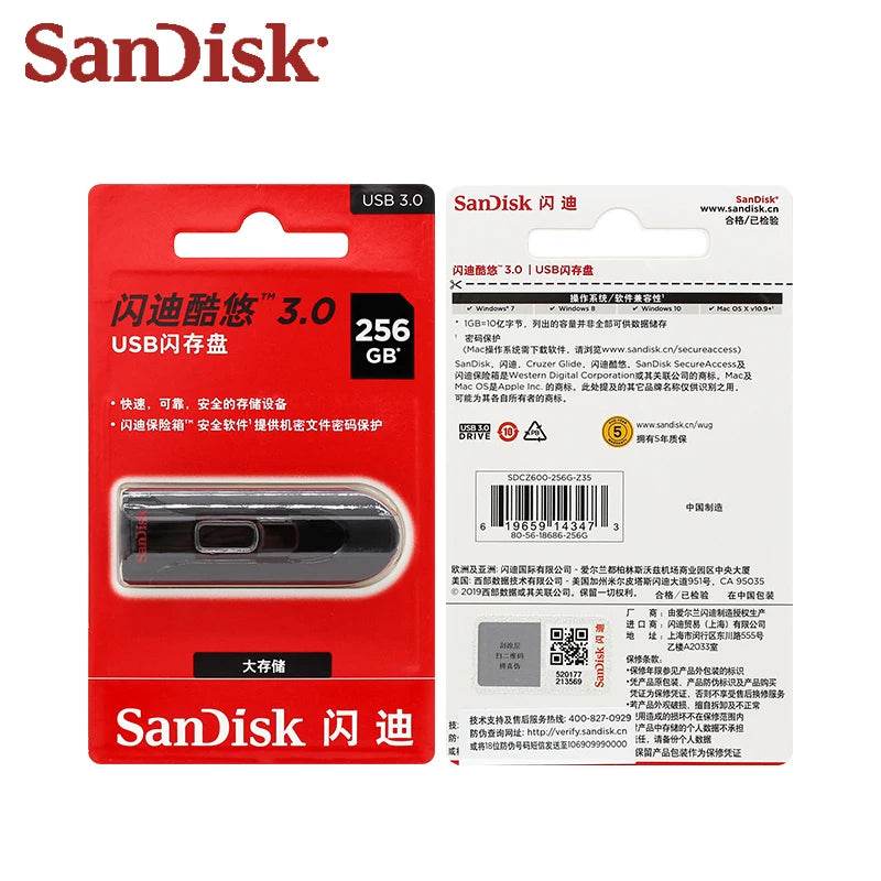 Original SanDisk CZ600 USB 3.0 Pen Drive High Speed 256GB 128GB pendrive 32GB mini usb 3.0 16GB plastic Memory Stick - MarvelouStoree