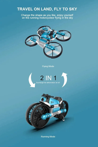 New 2 In1 Foldable RC Drone Motorcycle HD Camera Hand Gesture Helicopter DjiFlying Bike Outdoor Indoor Boy Age 7-12 Gift Box Toy