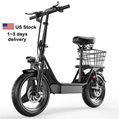 Aluminum Body Foldable Scooter with Seat & Carry Basket 500w E-scooter Powerful Electric Scooters for Adult