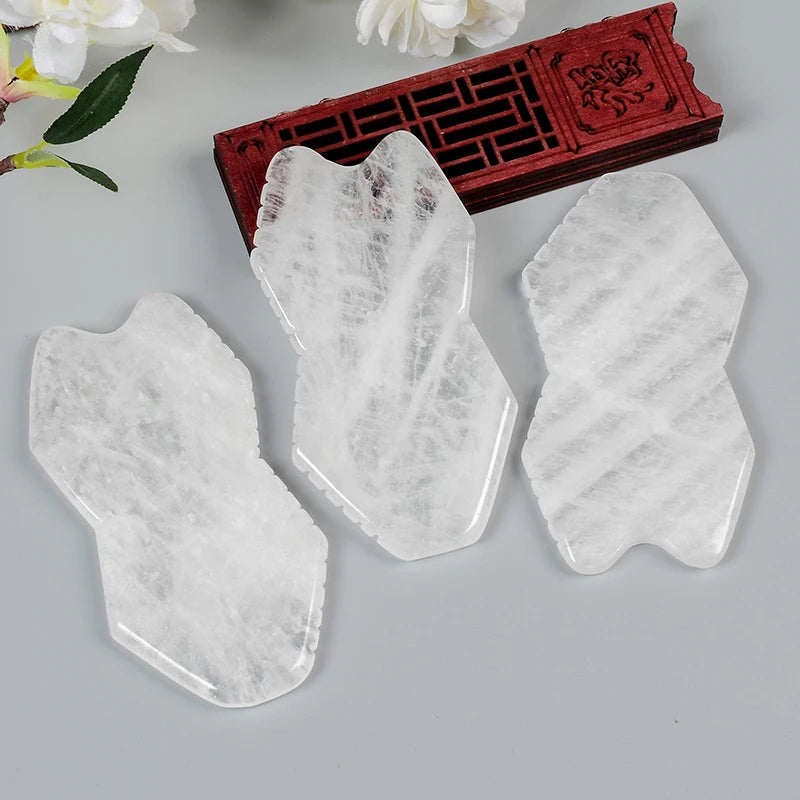 New Comb Shite Crystal Gua Sha Tool Natural Stone Body Massage Health Care Tools SPA Scraping Multifunction Massager Head Face