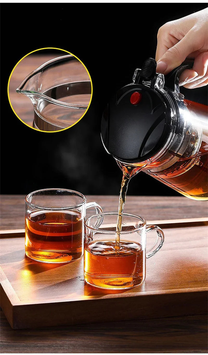 Chinese Style Kung Fu Teapot Heat Resistant Glass Teapot with Tea Water Separation Filter Home Coffee Pot Home Teaware Set