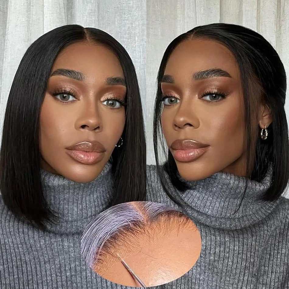 Wear Go Glueless Bob Wig Lace Front Human Hair Wigs Short Pre Plucked Straight 13x4 HD Transparent Lace Frontal Wig Bob on Sale