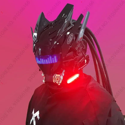 Cyberpop Punk Mask Light Up Rolling Subtitles Screen Mask Cosplay Mech Soldier Technology App Control Helmet Role Play Xmas Gift