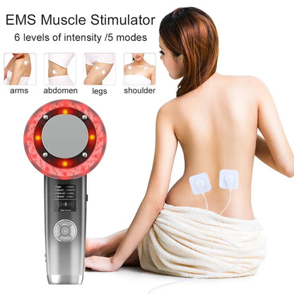 8 In 1 Ultrasound Cavitation Body Slimming Massager Weight Loss Anti-Cellulite Galvanic Infrared EMS LED Light Fat Burner Device