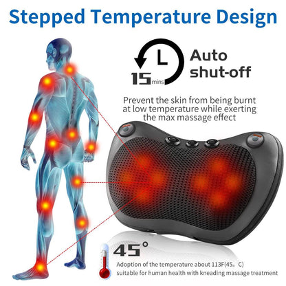 8 Head Electric Back Massager With Heat Deep Tissue Neck MassagePillow For Shoulder Foot Body Massage at Home Car