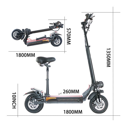 1200W 1300W 2400W 6000W Commuter Seated Adults Electric Scooter 48V/72V E-Scooter 10 inch Tubeless Off Road Tire with LCD