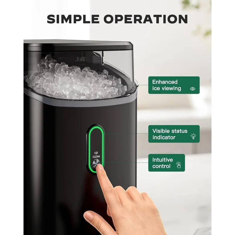 Silonn Nugget Ice Maker Countertop, Pebble Ice Maker with Soft Chewable Ice, One-Click Operation Ice Machine with Self-Cleaning