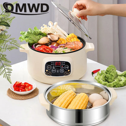 DMWD 3L 110V 220V Non-stick rice cooker Multifunctional hotpot with steamer insulation fast heating electric multiccoker 2 layer