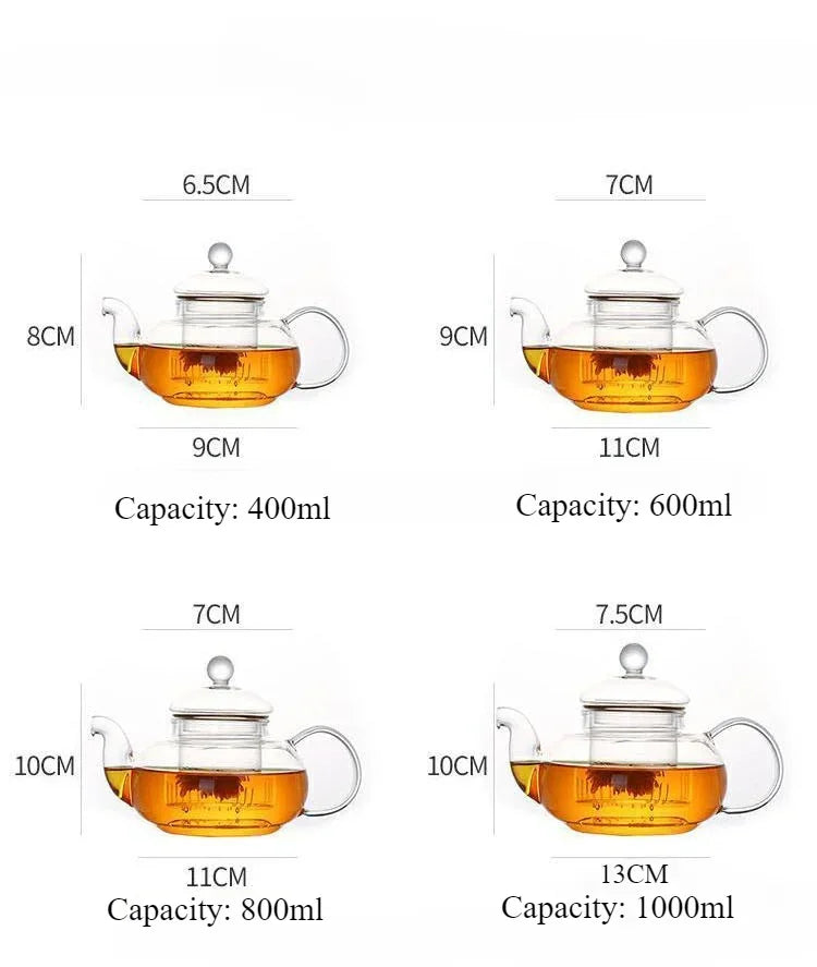 High Quality Heat Resistant Glass Teapot Jasmine Tea Infuser Borosilicate Glass Tea Set Kettle Practical Bottle Flower Tea Pot