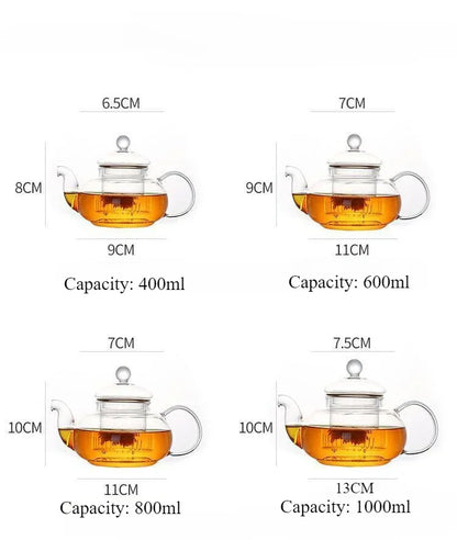 High Quality Heat Resistant Glass Teapot Jasmine Tea Infuser Borosilicate Glass Tea Set Kettle Practical Bottle Flower Tea Pot