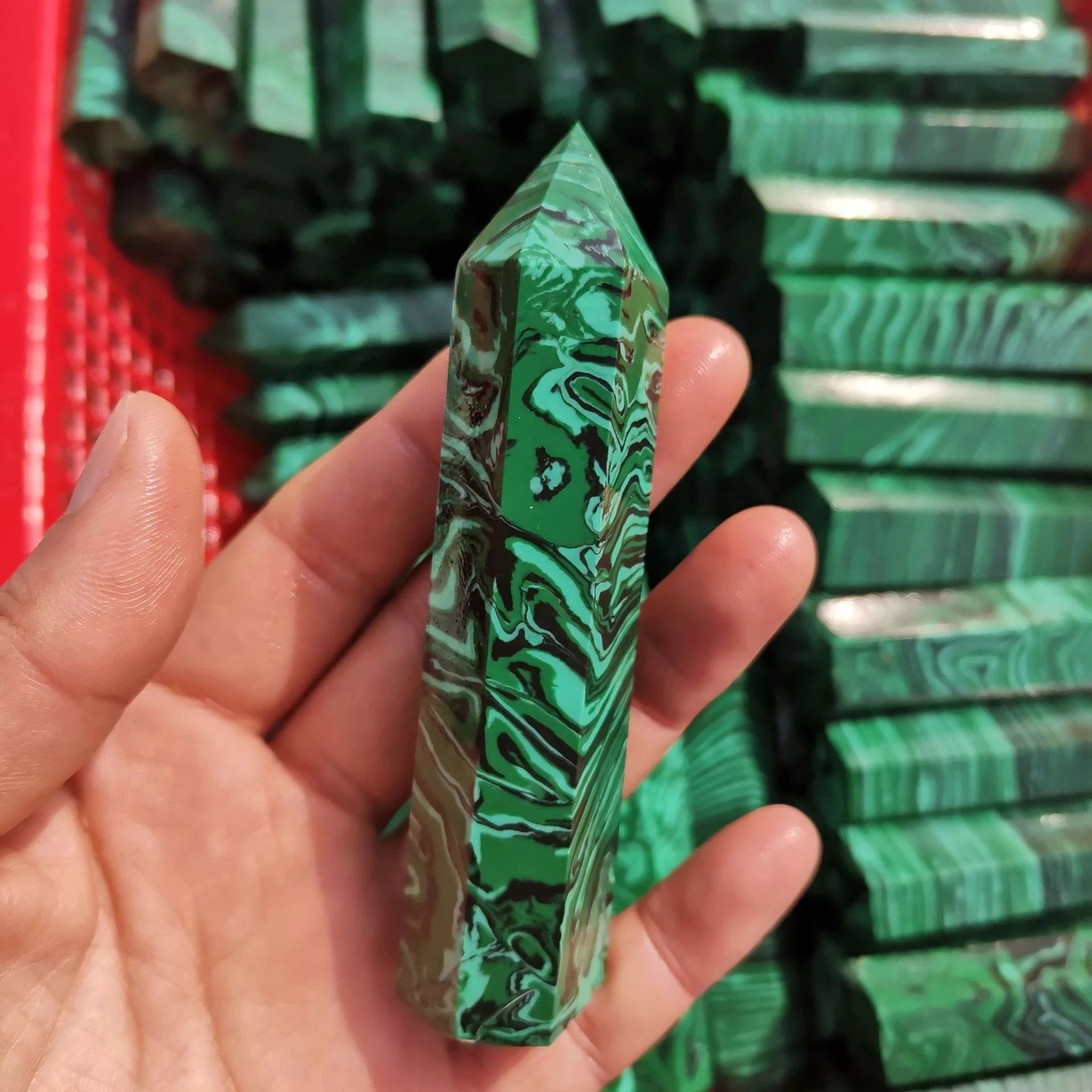 7-9cm Malachite Tower Natural Stone Geode Crystal Energy Healing Mineral Stone Rock Healing Spiritual Witchcraft Home Decor