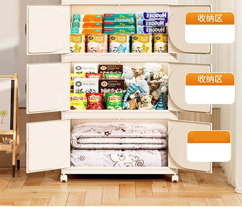 Children's Wardrobe Bedroom Closet Cabinet Baby Storage Box Toy Clothes Organizer Locker Folding Sorting Partition Wardrobe ﻿﻿ - MarvelouStoree