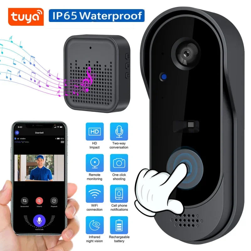 Tuya Doorbell With Camera Wireless Bundle Doorbell Smart Home WIFI HD Outdoor Phone Camera Security Video Intercom Night Vision