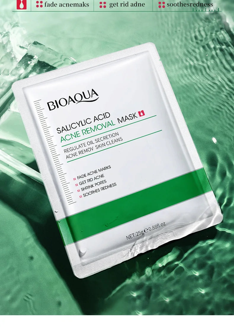 10pcs BIOAQUA Salicylic Acid Acne Removing facial mask Acne Treatment Moisturizing Brightening skincare Face Mask Skin Care