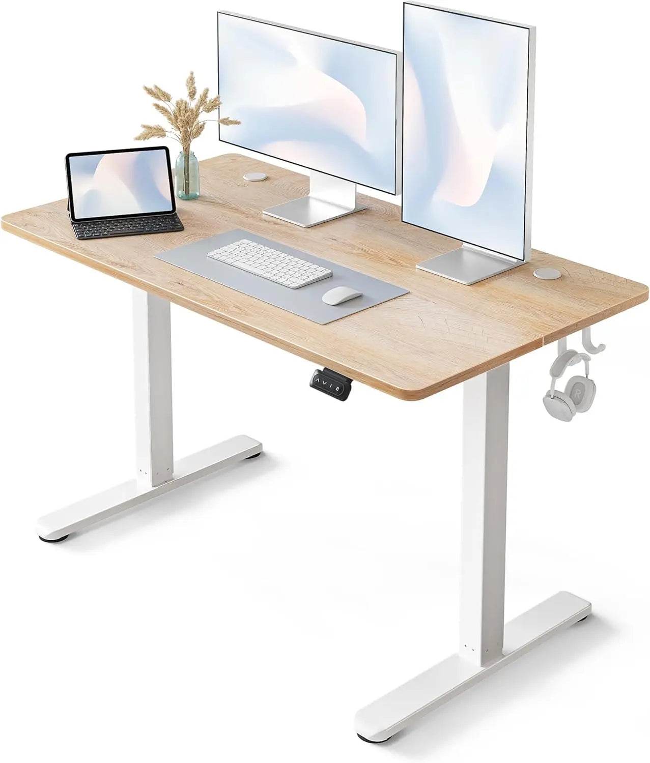 48 x 24 Inches Height Adjustable Stand up Desk, Sit Stand Home Office Desk, Computer Desk, Maple - MarvelouStoree