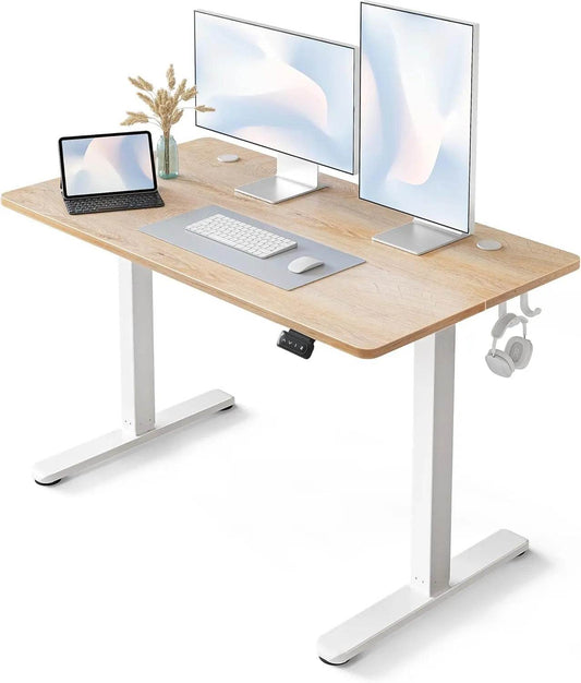 48 x 24 Inches Height Adjustable Stand up Desk, Sit Stand Home Office Desk, Computer Desk, Maple - MarvelouStoree