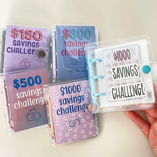 Sharkbang $150/$300/$500/$1000 Mini Binder Savings Challenge,12/25 Sheet Sleeves,Money Challenge Pocket Organzier,3 Holes Holder