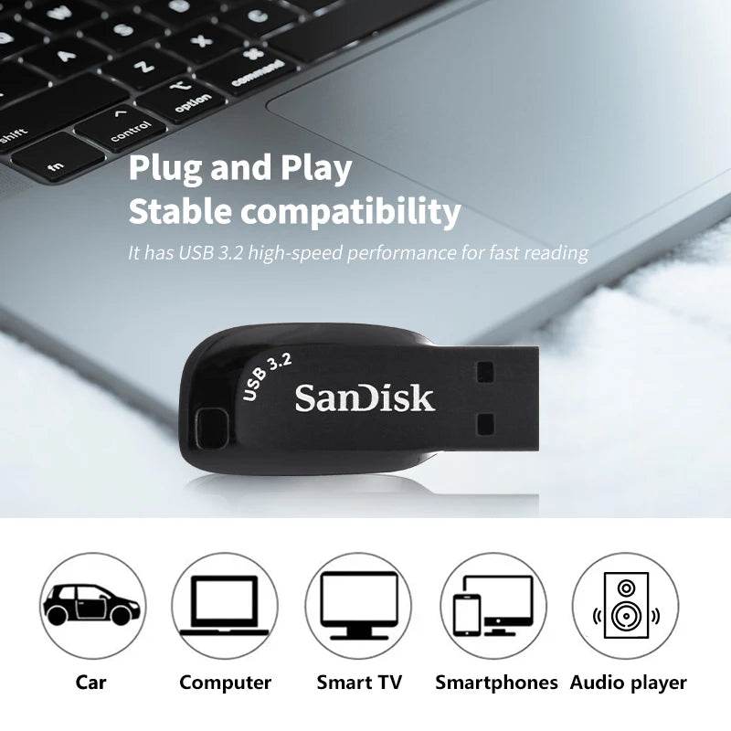 SanDisk USB 3.2 Flash Drive 128GB 64GB 32GB Up to 100Mb/s Pen Drive Original storage Memory Stick for Computer U disk pendrive - MarvelouStoree