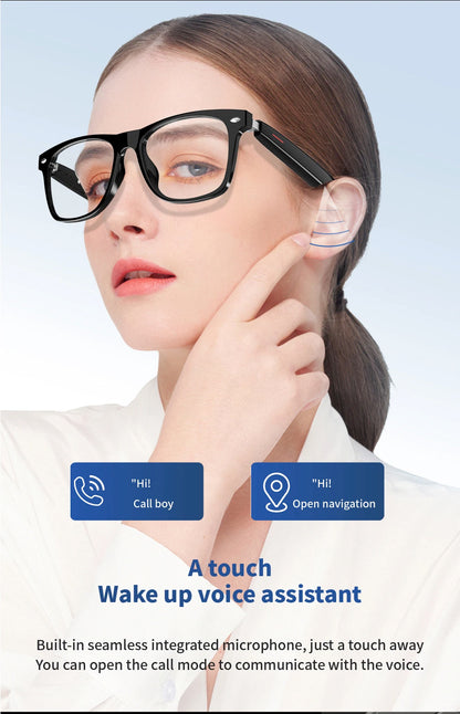 2 In 1 Headset Smart Glasses Blue Tooth Audio Call AI Voice Noise Reduction Music Eyewear Waterproof Speaker Mics Calls Eyeglass