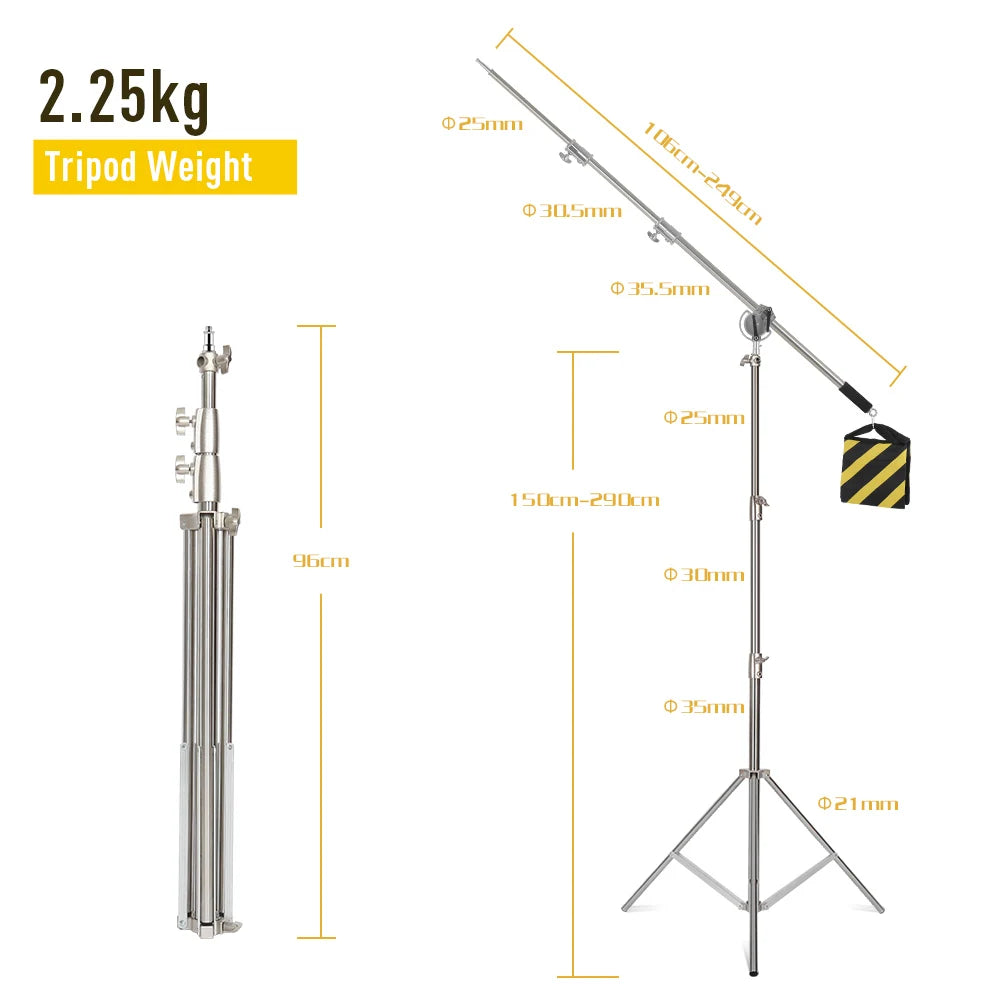 Studio Photo Telescopic Boom Arm Top Light Stand With Sandbag for Speedlite /Mini Flash Strobe /Softbox/LED Video