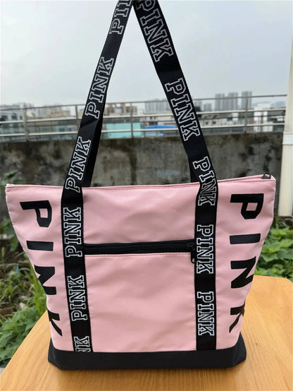 2024 New Korean Fashion Shoulder Bag Trend Letter Bag Printed Bag Color Contrast Letter Strap Handbags Large Capacity Tote