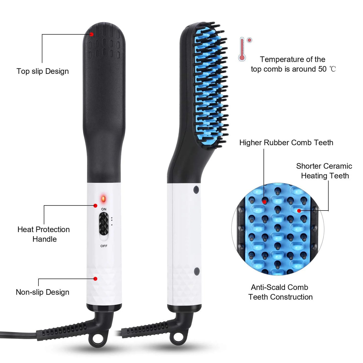 Man Hair Comb Brush Beard Straightener Multifunctional Hair Straightening Comb Hair Curler Fast Heating Styling Tools