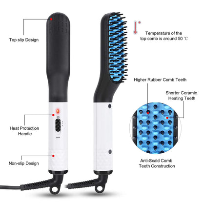 Man Hair Comb Brush Beard Straightener Multifunctional Hair Straightening Comb Hair Curler Fast Heating Styling Tools