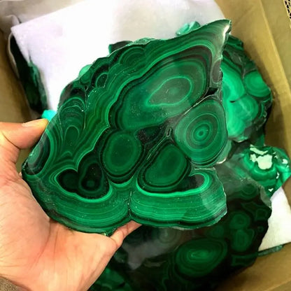 Natural Malachite Slate Cut Sheet Healing Malachite Slice Stones Polished Raw Malachite Plate Stones Decor 1pc