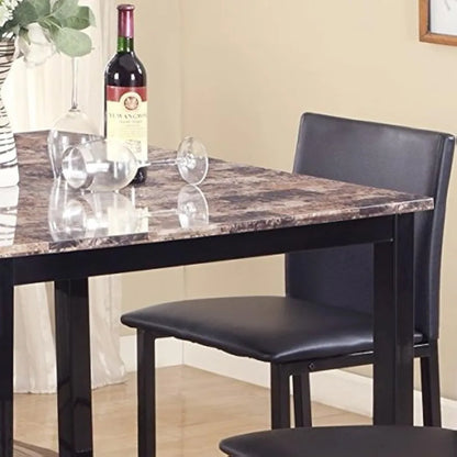 5 Piece  Counter Height Dining Set with Laminated Faux Marble Top