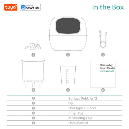 Purple Tuya Ivy Smart Planter,Endless Fun Over 49 Rich Expressions,7 smart sensors and AI Chips Make Raising Plants Easy and Fun