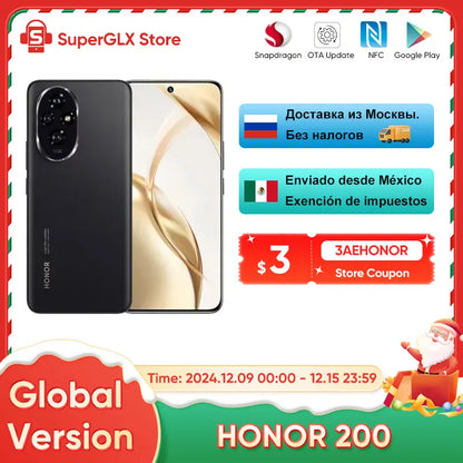 2024 New Original HONOR 200 Global Version Snapdragon 7 Gen 3 5G Smartphone 6.7'' AMOLED Display Support HONOR 100W SuperCharge