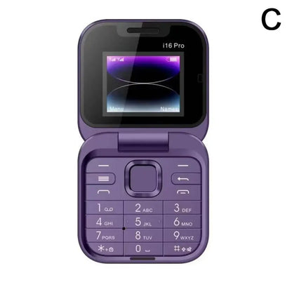 2024 New Mini Flip Mobile Phone Portable Foldable Large Screen Display Phone Blacklist Speed Dial Vibration 2SIM Card Phone