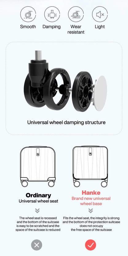 Hanke Business 14 Inch Underseat Suitcase 16 Inch Carry On Luggage Underseat Hard Shell 100% PC Spinner Wheels Boarding