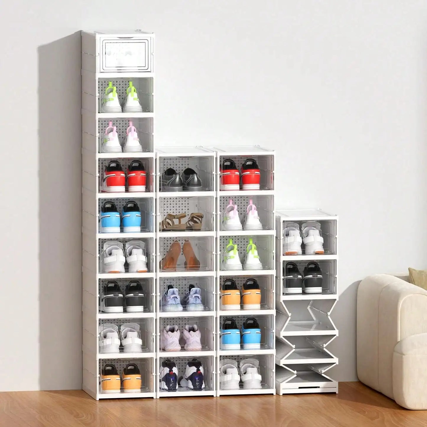 Portable Shoe Rack Organizer For Closet Entryway, Stackable Sneaker Storage Shoe Cabinet Large Plastic Storage Containers Bins