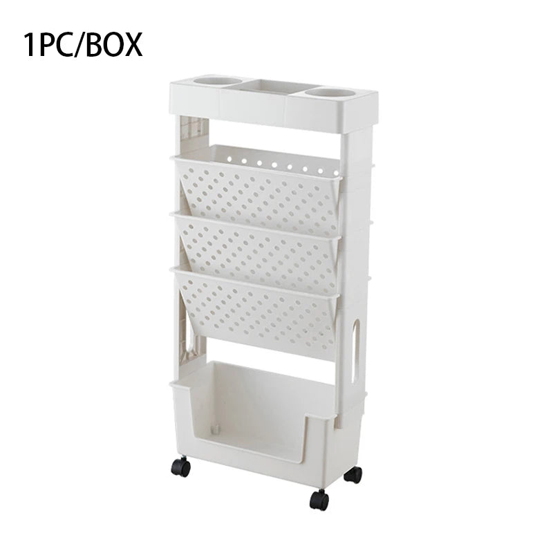 Floor Mounted Movable Bookshelf with Wheels Classroom Desk Storage Rack Study Large Capacity Multi-layer Book Storage Rack