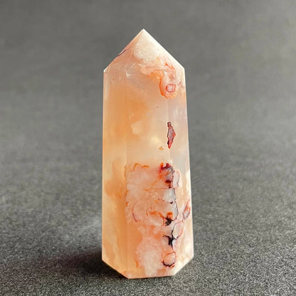 Natural Stone Sakura Agate Quartz Tower Carnelian Polished Crystal wand point Reiki Healing Gift Room Decor Obelisk