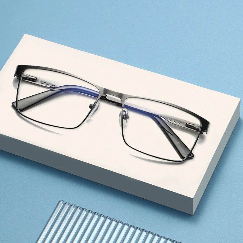 Ahora Men Square Metal Large Frame Reading Presbyopia Glasses Reader +1.25 1.5 1.75 2.0 2.25 2.5 2.75 3.0 3.5 4 4.5 5.0 5.5 6.0 - MarvelouStoree