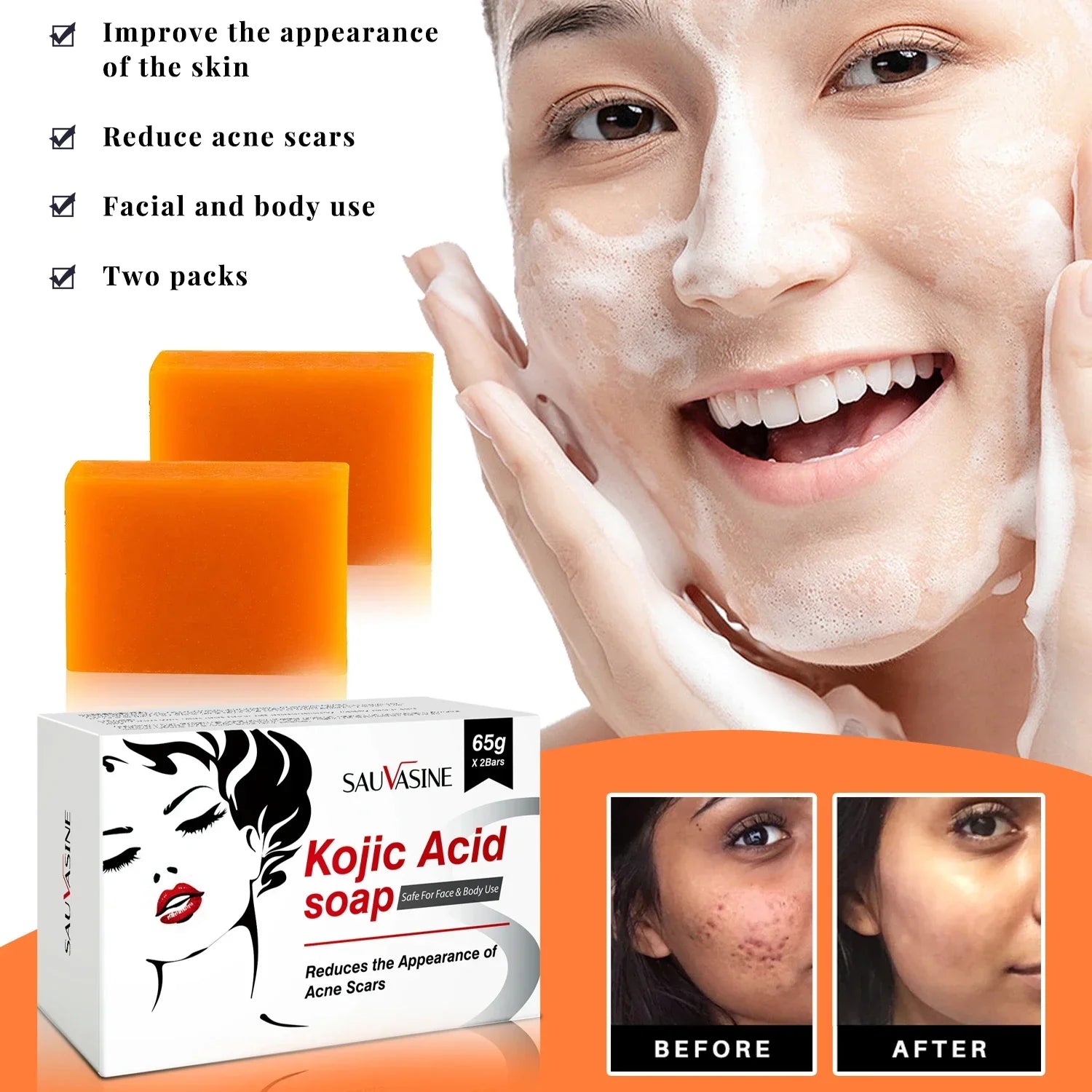 Kojic Acid Whitening Set Face Cream Moisturizer Facial Mask Collagen Face Repair Suncreen Facial Soap Anti-Aging Skin Care Kit