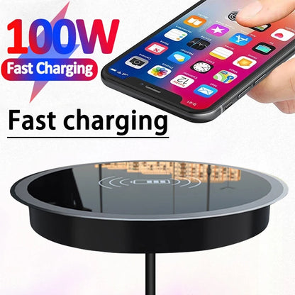 15W Built in Desktop Wireless Charger Desktop Furniture Embedded Fast Wireless Charger Charging For QI 13 /12 Galaxy S22 S20U