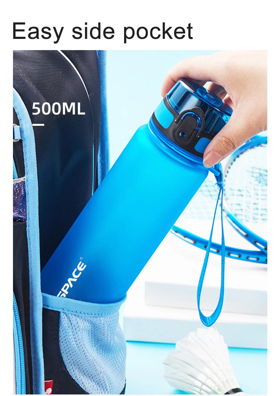 Hot Sale 500/1000ML Sports Water Bottle Shaker Outdoor Travel Portable Leakproof Drinkware Tritan Plastic Drink Bottle BPA Free