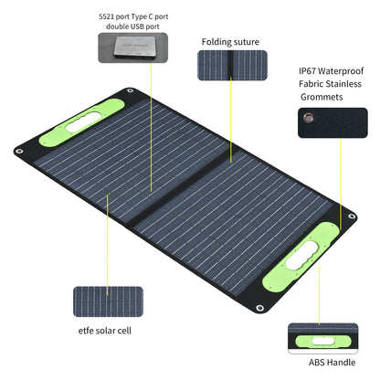 Foldable Solar Panel 120w 160w Double USB Charger ETFE Flexible Folding Camping Travel Phone Ipad Portable