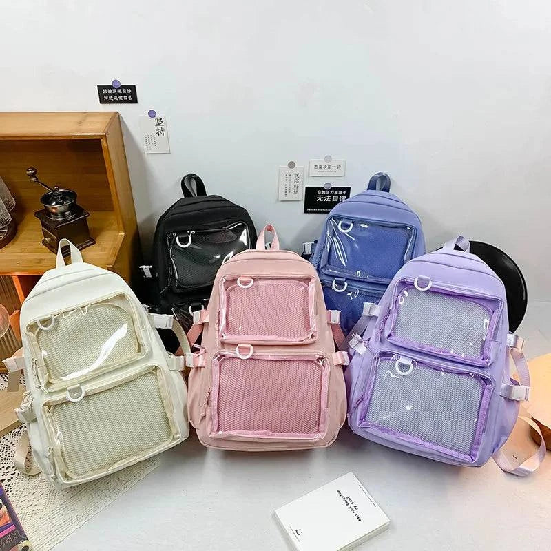 Japanese Kawaii Itabag Women New 2024 Transparent Backpack Women Large Capacity Ita Backpack School Bags For College Student JK