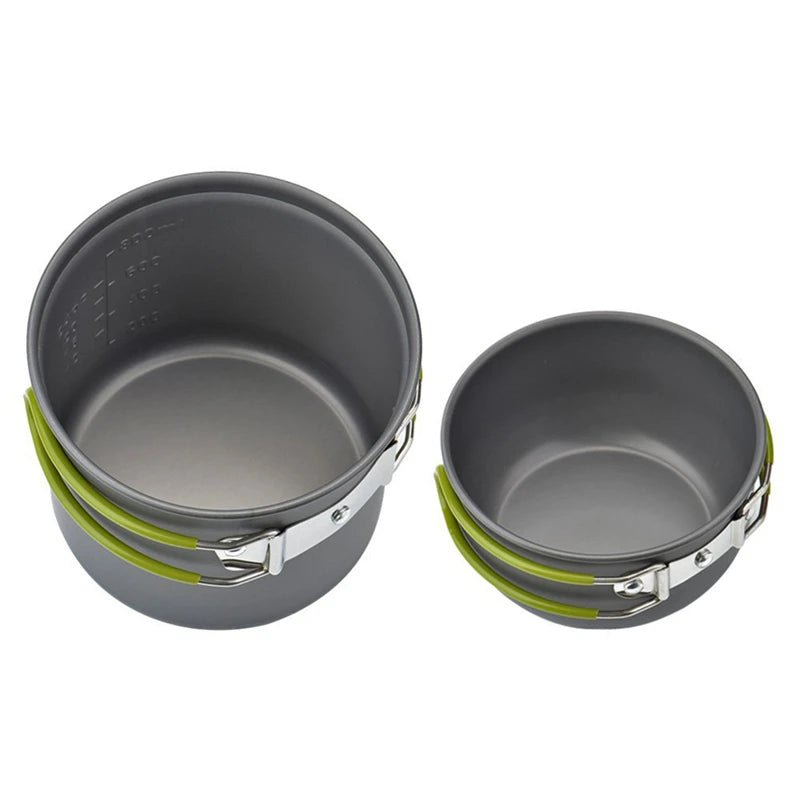 Portable Camping Cookware Set Outdoor Pot Mini Gas Stove Sets Nature Hike Picnic Cooking Set With Foldable Spoon Fork Knife