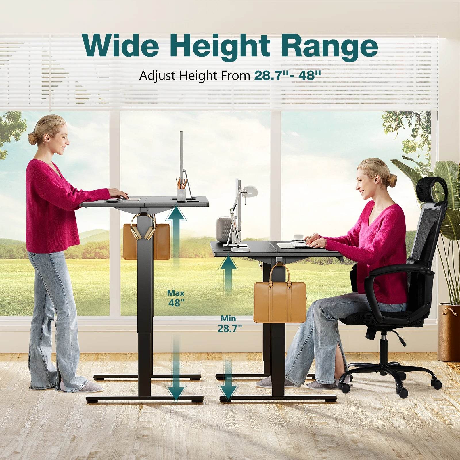 JHK Electric Standing Computer Desk Height Adjustable Workstation Ergonomic Work Table with Metal Frame For Home Office - MarvelouStoree