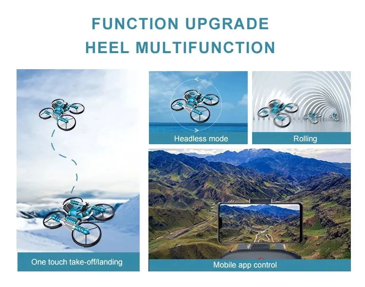 New 2 In1 Foldable RC Drone Motorcycle HD Camera Hand Gesture Helicopter DjiFlying Bike Outdoor Indoor Boy Age 7-12 Gift Box Toy